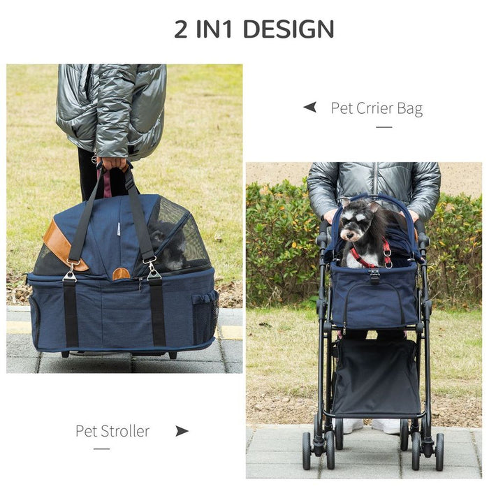 Luxury Folding Pet Stroller: Removable Carrier, Adjustable Canopy, Premium Quality