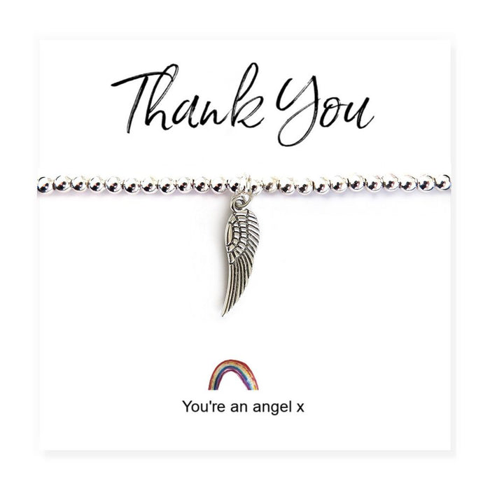 Silver Angel Wing Bracelet | Rainbow Thank You Card | Gift Box