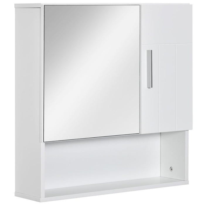 kleankin Bathroom Mirror Cabinet: Wall Mount, Storage Organizer, Door, White