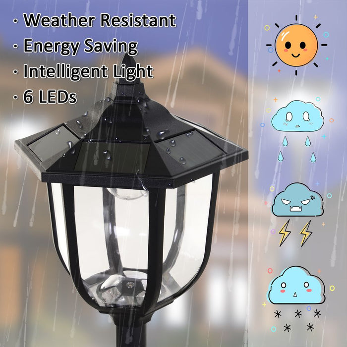 1.77m Tall Solar LED Lamp Post | Outdoor Garden Lighting | Black | Energy-Saving