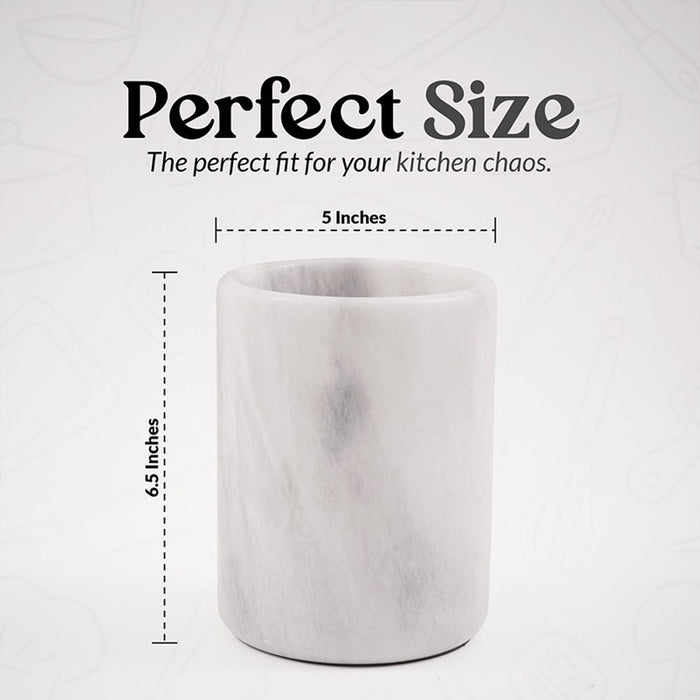 Natural Marble Utensil Holder - White