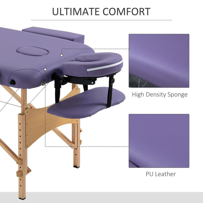 Premium Purple Folding Massage Bed - Portable Spa Table for Beauty Treatments - Sturdy & Adjustable - Carry Bag Included