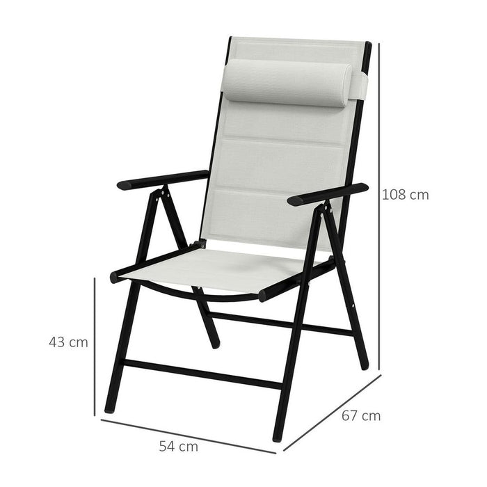 Outsunny 2 PCS Outdoor Folding Chairs, Padded Seats, Lightweight & Foldable, Grey