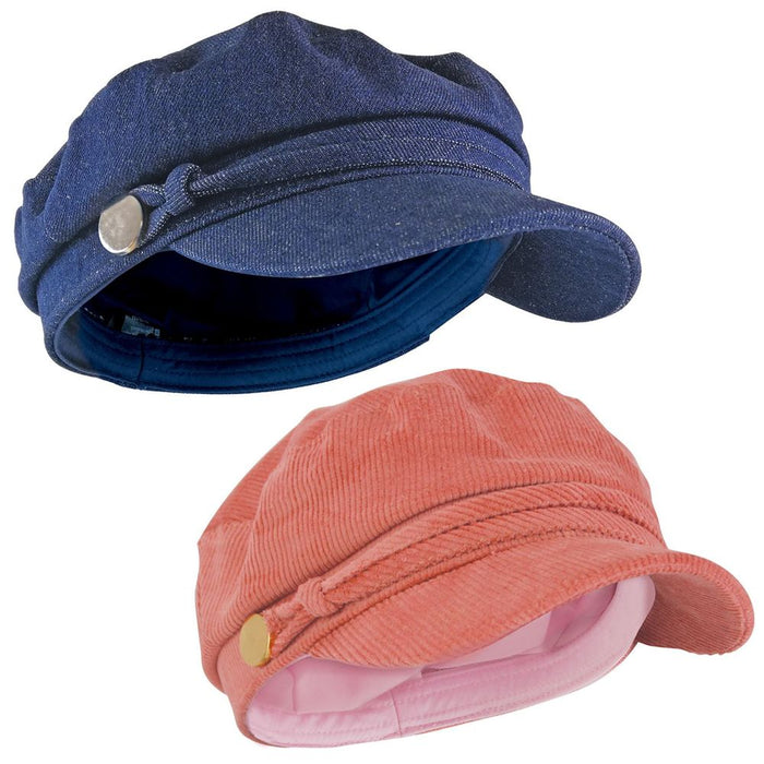 Ladies 100% Cotton Cord Denim Flat Cap