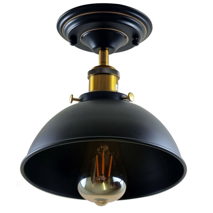 Industrial Retro Light Shade Flush Mount Fitting Modern Black Ceiling  Light