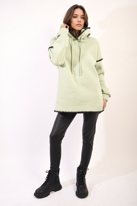 Bella Blanket Stitch Knitted Hoodie - Cozy and Stylish for Chilly Days!