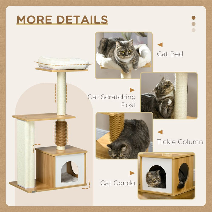 PawHut 114cm Cat Tree - Indoor Cats Scratching Posts, Cat House, Cat Bed. High-Quality & Durable!