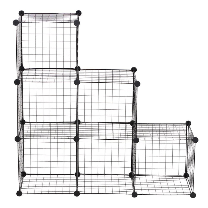 DIY 6 Cube Wire Storage Cabinet Organiser, 111L x 37W x 111Hcm-Black