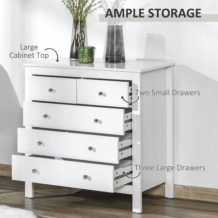 Premium 5 Drawer Storage Cabinet - Modern, Spacious, White