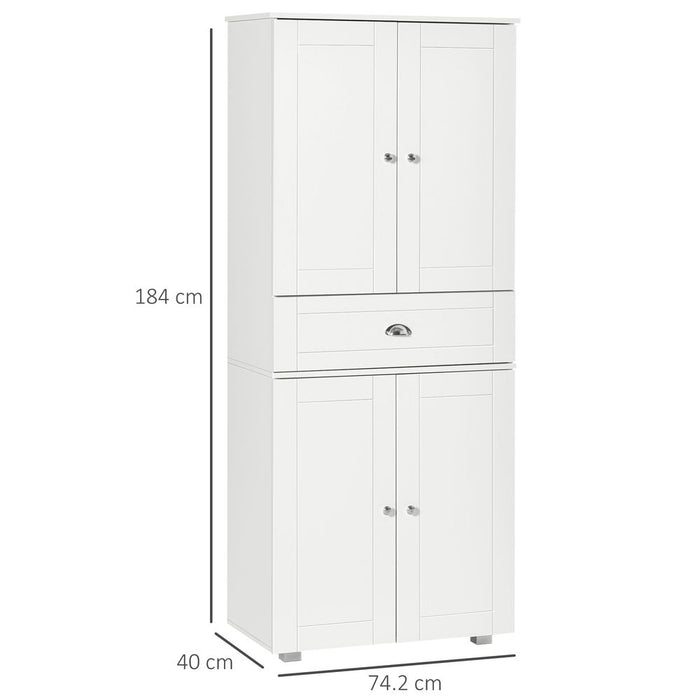 Stylish Kitchen Pantry Cupboard w/ Drawer & Shelves, 76.2x40x184cm