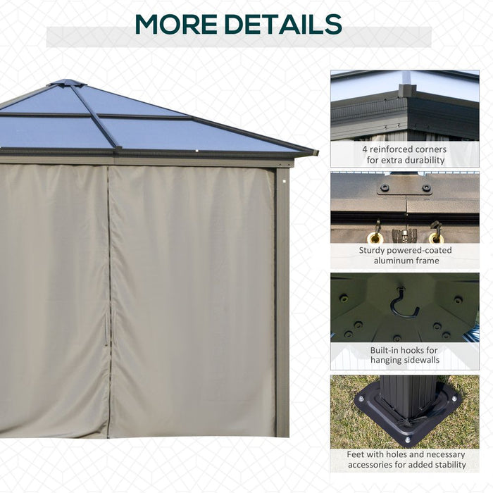 High-Quality 3x3m PC Aluminium Hardtop Gazebo with Curtains & Netting