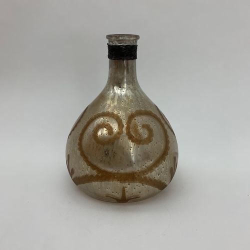9" ANTIQUE SILVER GLASS DECORATIVE VASE