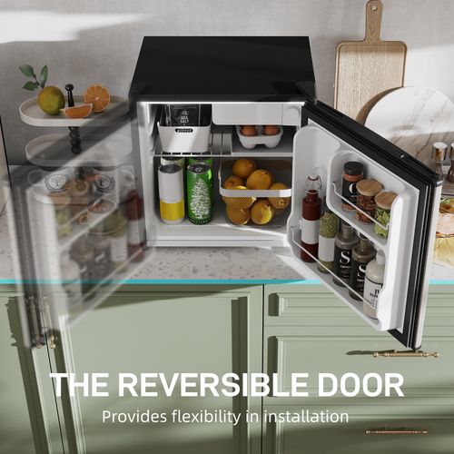 HOMCOM 46L Counter Top Fridge with Chiller Box Mini Fridge for Bedrooms Silver