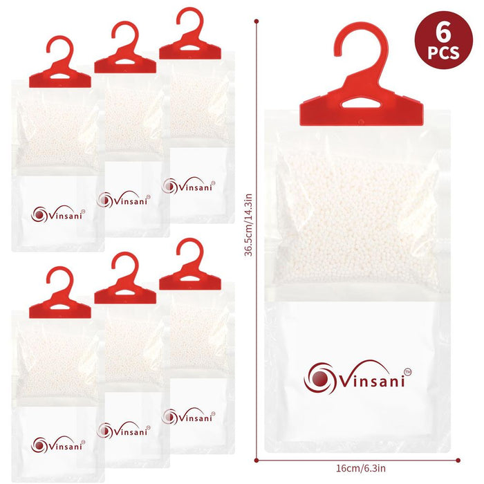 VINSANI 6PC HANGING DEHUMID BAG | Mold & Odor Control | Allergen-Free