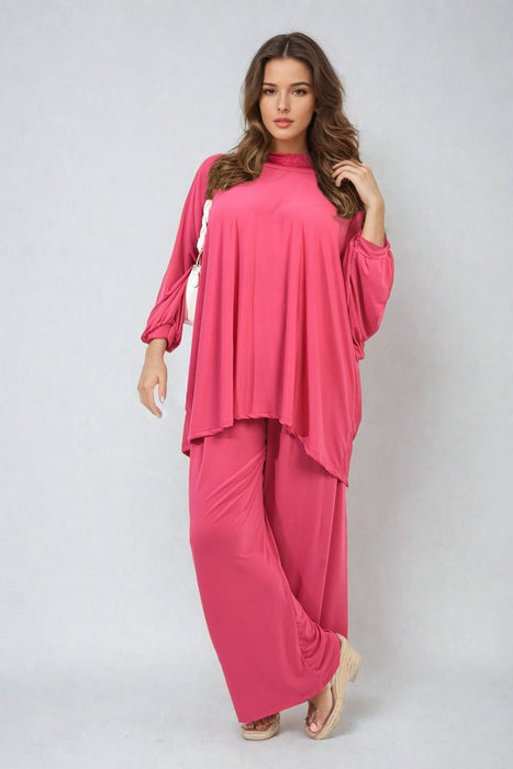 Impeccable Oversized Long Sleeve Top and Wide Leg Co-ord Set