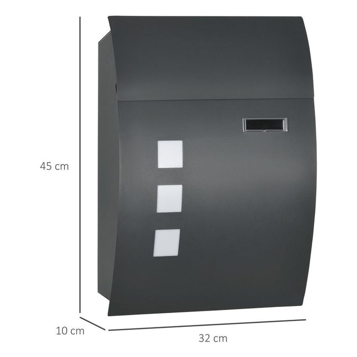 Premium Weatherproof Wall Mounted Letter Box with Key Viewing Windows | HOMCOM