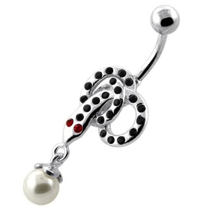 Multi Jeweled Snake with Hanging Ball Navel Belly Ring