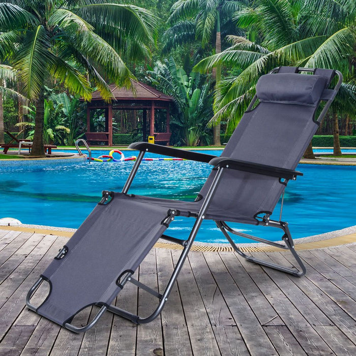 Portable Foldable Camping Chair with Adjustable Back & Pillow - Outdoor Lounger