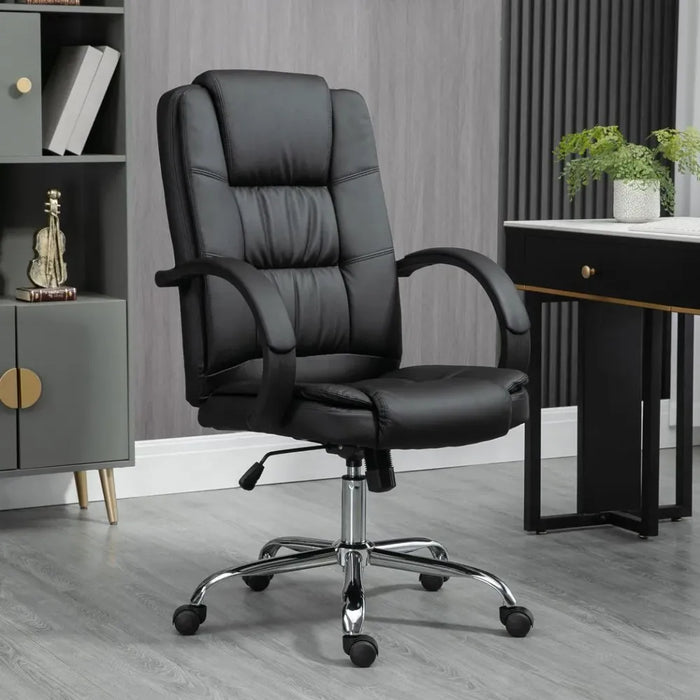 PU Leather Executive Office Chair High Back Height Adjustable Desk Chair, Black