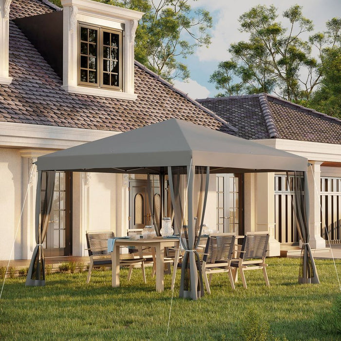 Heavy Duty Pop Up Gazebo w/ Removable Mesh Sidewall Netting - Gray