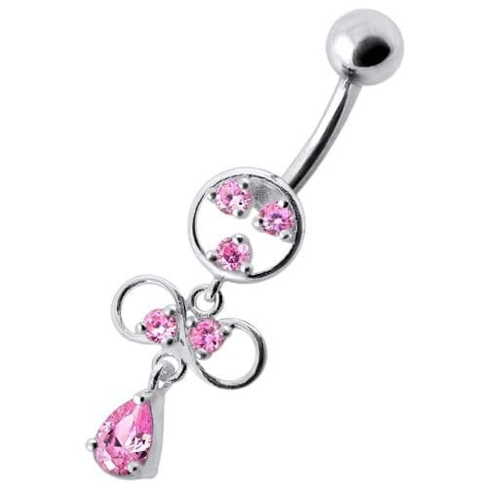 Fancy CZ Jeweled infinity logo Dangling Belly Navel Ring