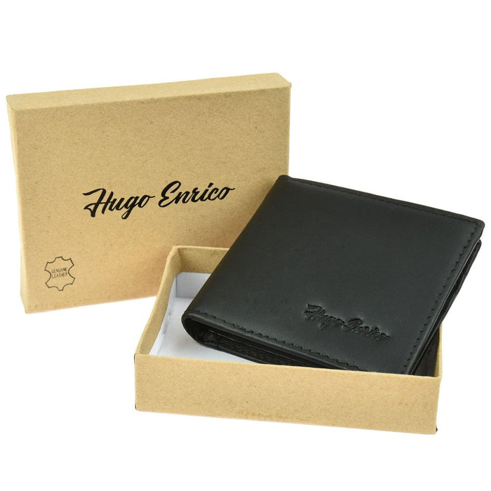 Hugo Enrico Coin Pouch Wallet - Black Design 9 (SEND WITHOUT BOX)