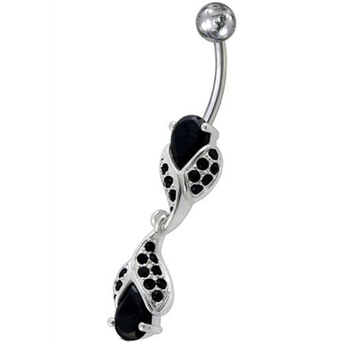 Fancy High Quality Zirconia Jeweled Dangling Banana Bar Navel Body Piercing Ring