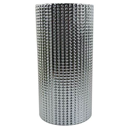 60cm Purple Wild Rose Arrangement Silver Glass Vase