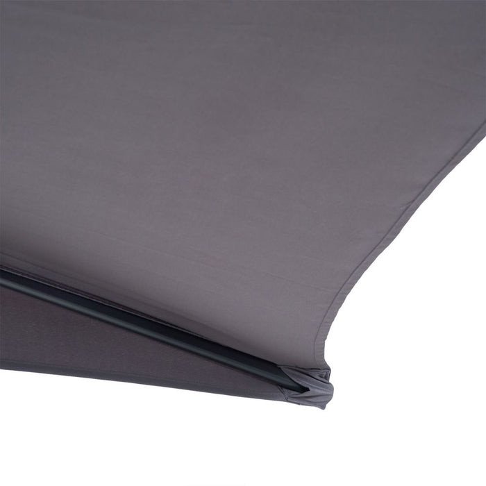 3M Half Round Umbrella - Grey Polyester/Aluminum. Perfect for Balcony or Small Garden. Durable & Easy to Clean.