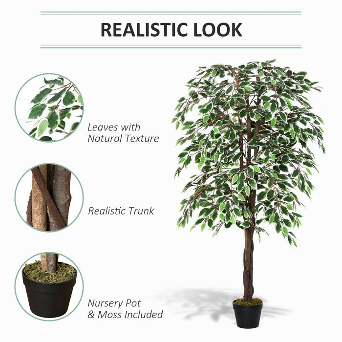 Realistic Ficus Silk Tree - Artificial Decorative Plant, 160cm - High-Quality, Low-Maintenance