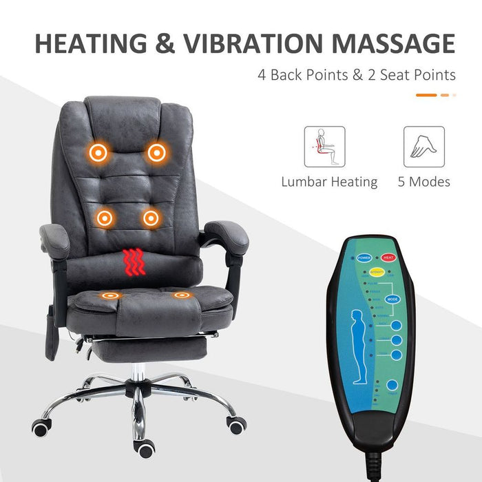 Vintage Heated Massage Office Chair, 6 Vibration Points, Dark Grey