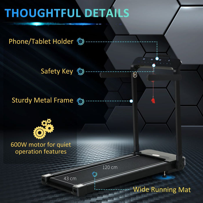 High-Performance Foldable Electric Treadmill - Boost Fitness with LED screen, Safety Lock - HOMCOM