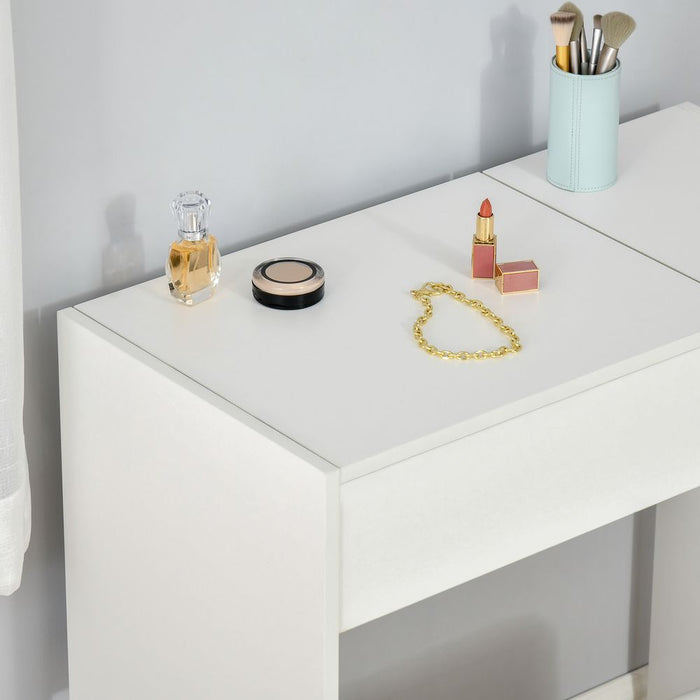 Transform Your Space with Our Stylish White Dressing Table Set - Complete with Padded Stool - High-Quality & Functional!