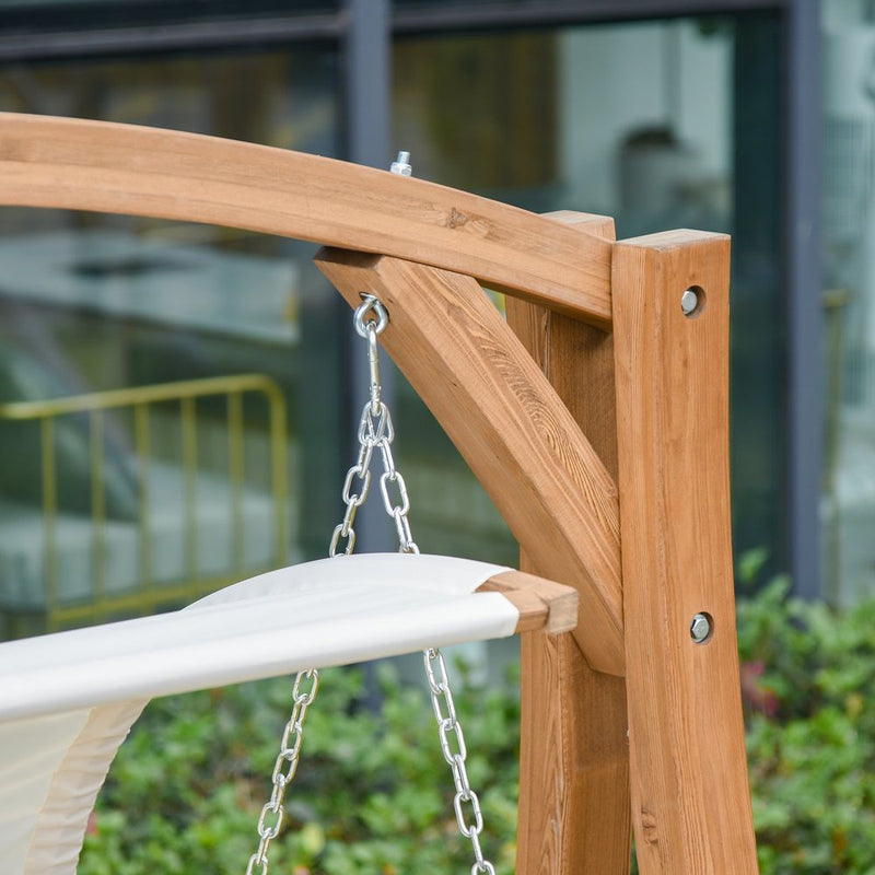 Outdoor Wooden Porch Swing Chair - A-Frame Wood Log Swing Bench - Best Quality & Comfort - Free Shipping!
