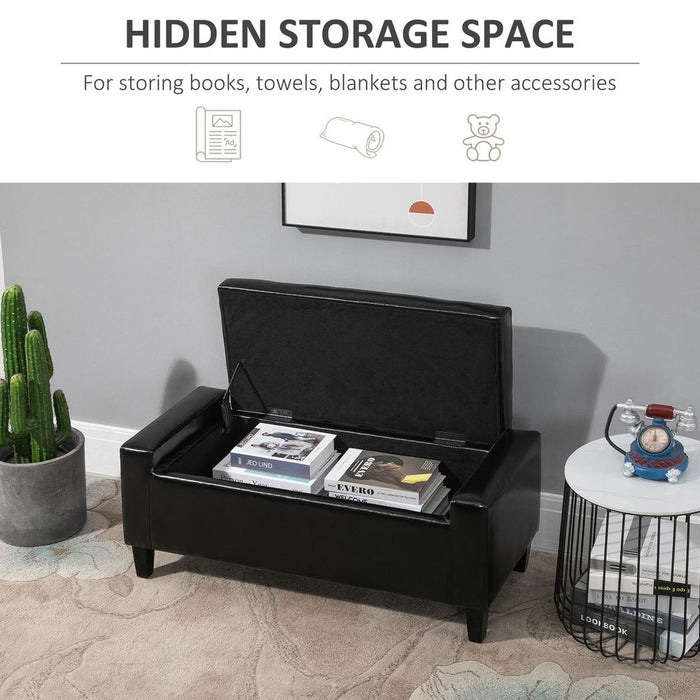 Deluxe PU Leather Storage Ottoman - Large Space, Stylish Design, Comfortable