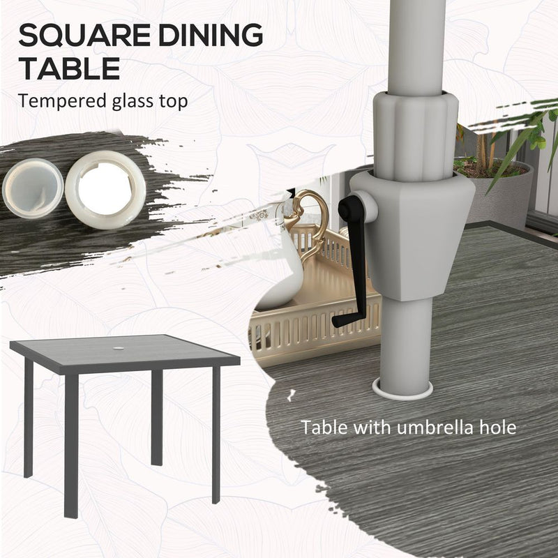 Premium Outsunny 5 Pc Garden Dining Set: Outdoor Table & 4 Chairs, Grey