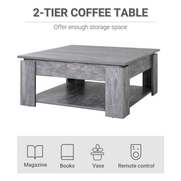 Stylish and Sturdy Wood Grain Coffee Table - Scratch Resistant, 2 Tier Design - Holds up to 60kg - Perfect for Any Room!