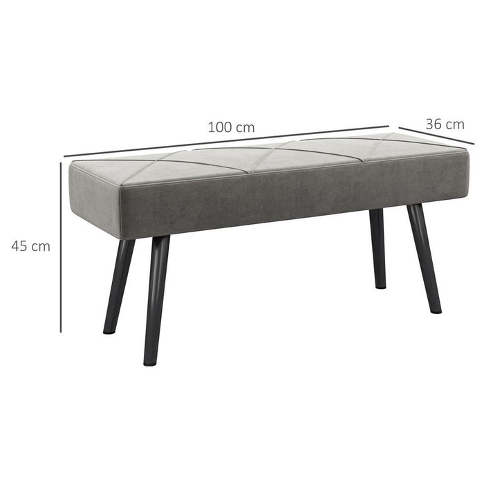 Luxury Grey End of Bed Bench - Comfortable, Stylish & Durable - HOMCOM