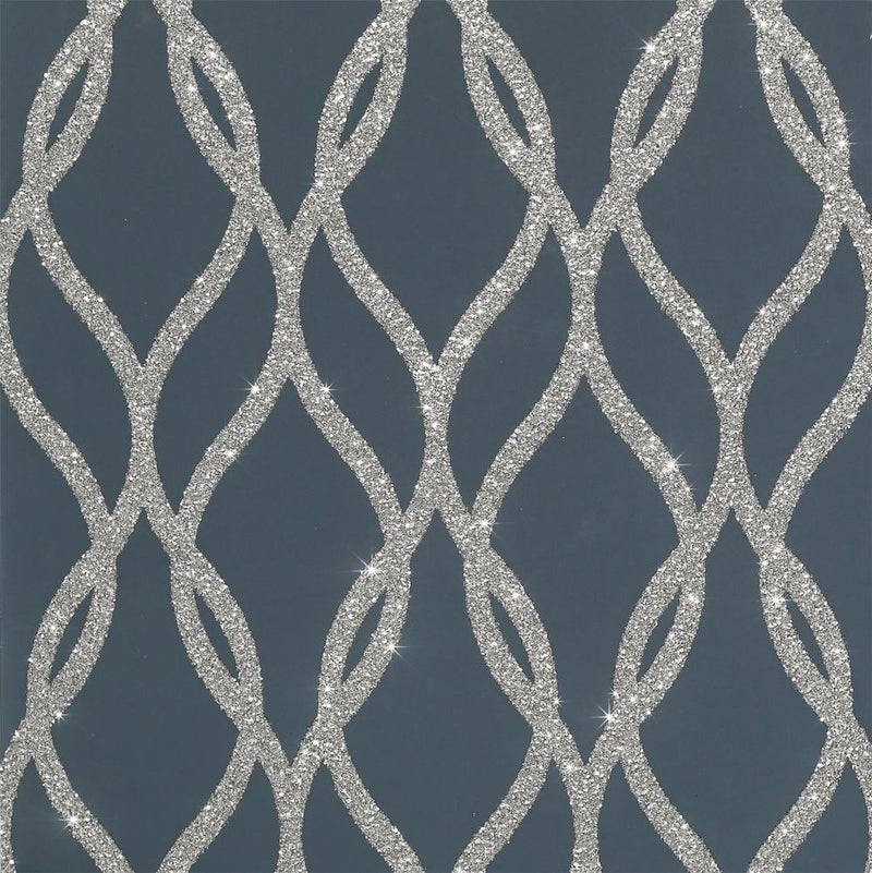 Premium Quality Sequin Trellis Navy/Silver - Professional Seller