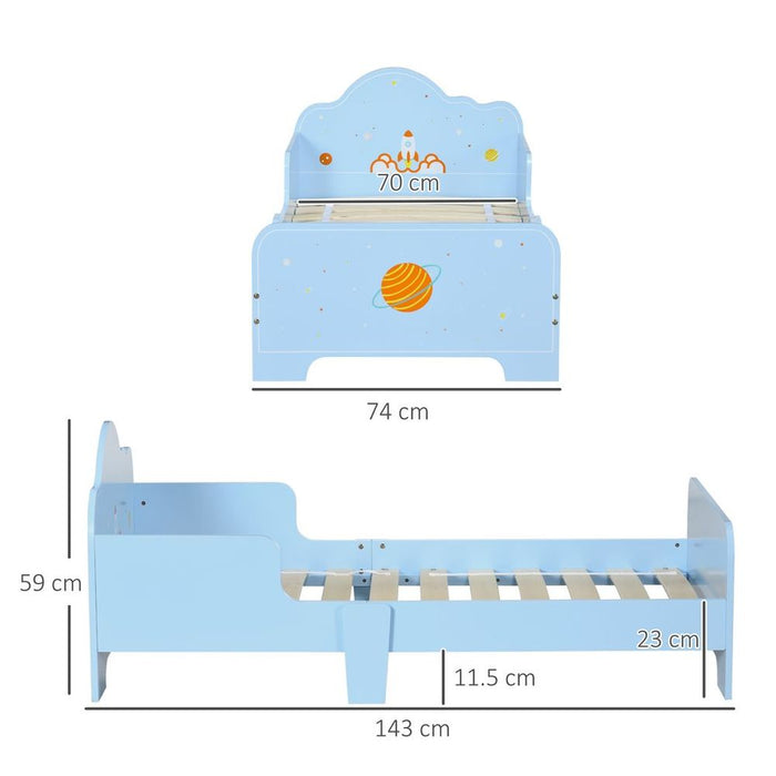 ZONEKIZ Toddler Bed w/ Space-themed Patterns, for Boy, Girls, Ages 3-6 Years