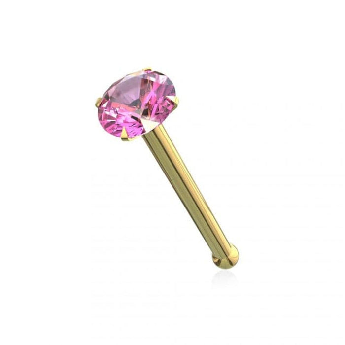 14ct Solid Gold Colourful Crystal Jewelled Ball End Nose Pin