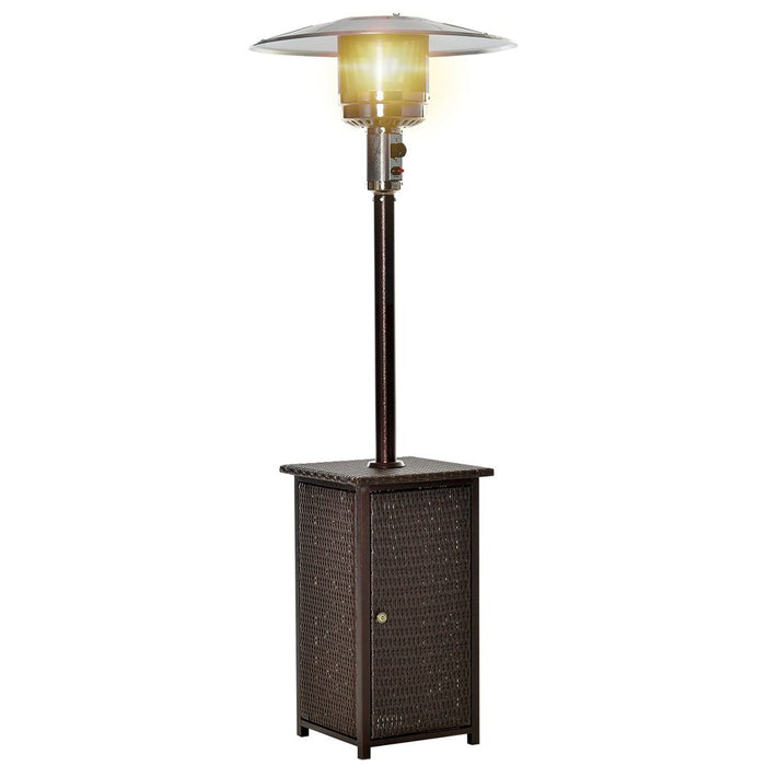 Outsunny 12KW Gas Patio Heater Wicker Rattan Terrace Standing - High Quality, Reliable Heat with Tabletop