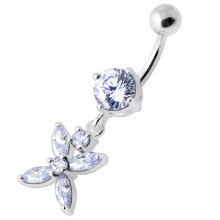 Jeweled Flower Dangling Navel belly bar