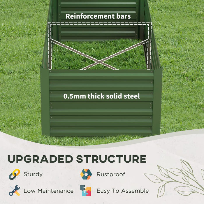 Outsunny Steel Raised Bed | Reinforced Rods | Green | Outdoor Garden Planter