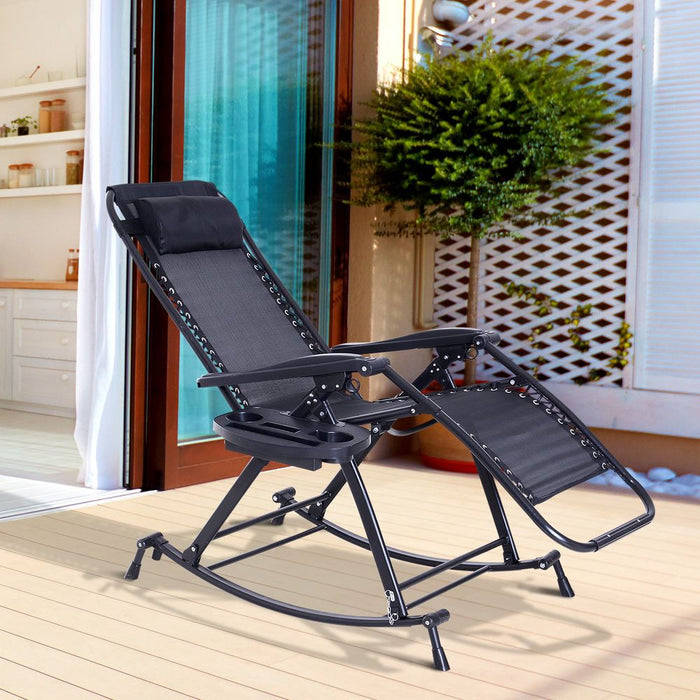 Folding Outdoor Lounge Rocker Chair | Zero-Gravity Seat | Durable & Lightweight