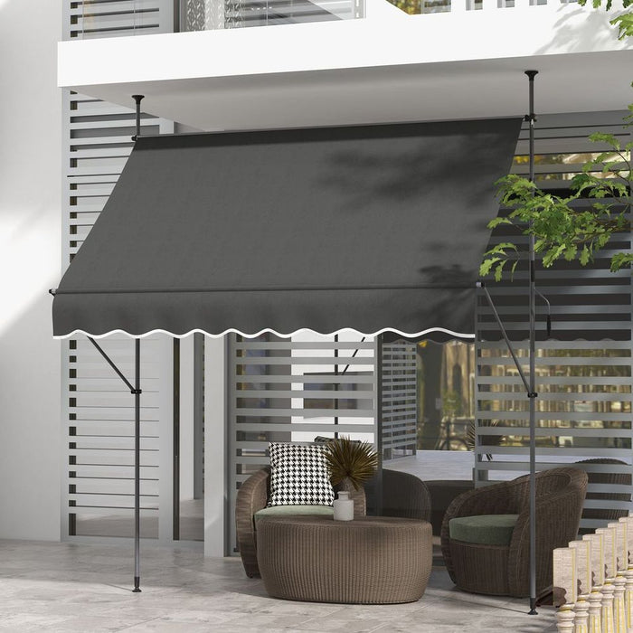 Outsunny 2.5x1.2m Retractable Awning - Non-Screw Garden Shelter for Outdoor Space - Adjustable & Strong Structure