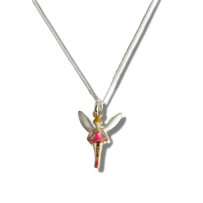 Premium Sterling Silver Girls Pink Fairy Necklace - Best Quality & Perfect Gift for Birthday or Christmas - Free Gift Box