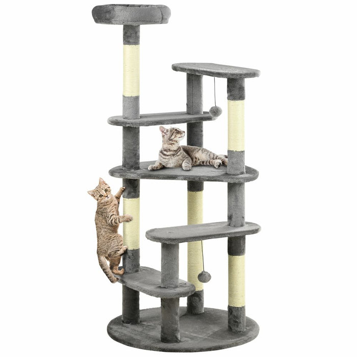 PawHut Cat Tree: Modern Tower with Scratching Posts & Bed for Indoor Cats