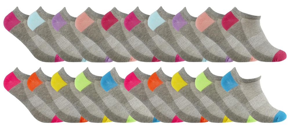 20 PAIRS - Ladies Grey H&T Trainer Socks