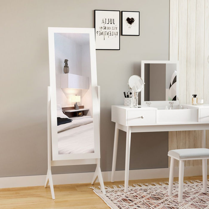 High-Quality Freestanding Dressing Mirror - Adjustable Tilt - White - Perfect for Bedroom, Bathroom, Hallway.